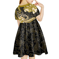 Polynesia Paisley Kid Short Sleeve Dress Mix Gold Polynesian Pattern LT05 - Polynesian Pride
