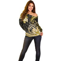 Polynesia Paisley Off Shoulder Sweater Mix Gold Polynesian Pattern LT05 - Polynesian Pride