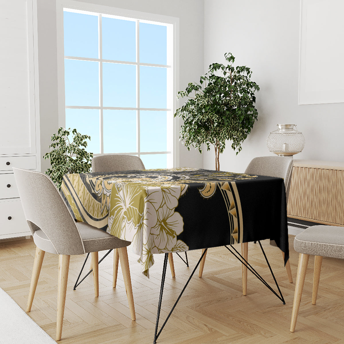 Polynesia Paisley Tablecloth Mix Gold Polynesian Pattern