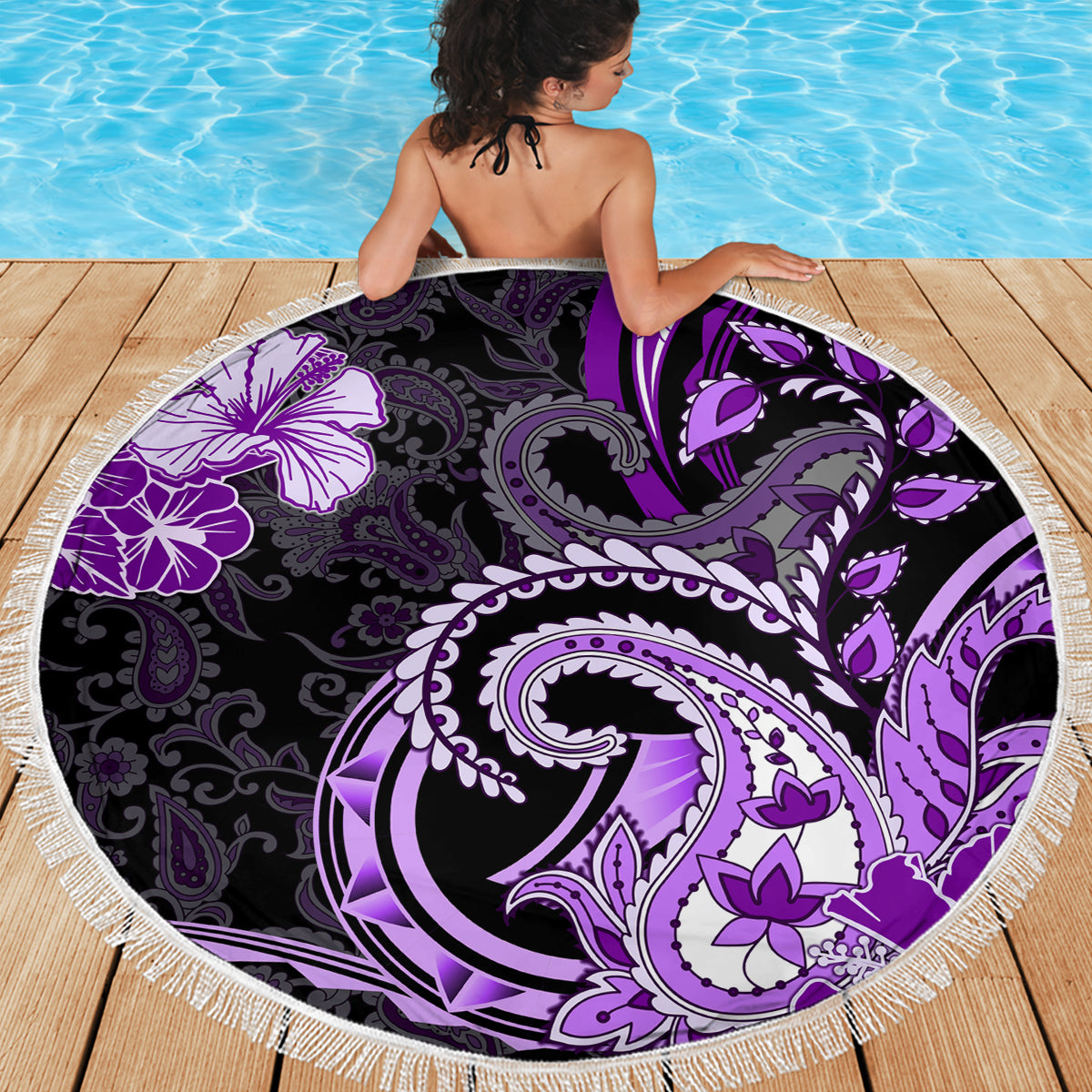Polynesia Paisley Beach Blanket Mix Purple Polynesian Pattern