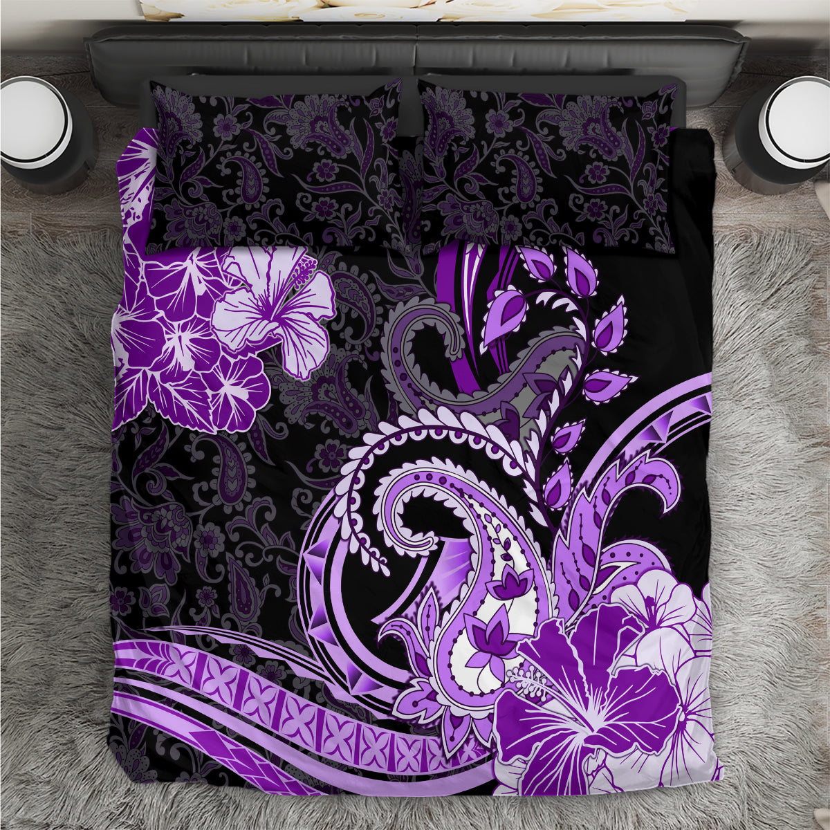 Polynesia Paisley Bedding Set Mix Purple Polynesian Pattern