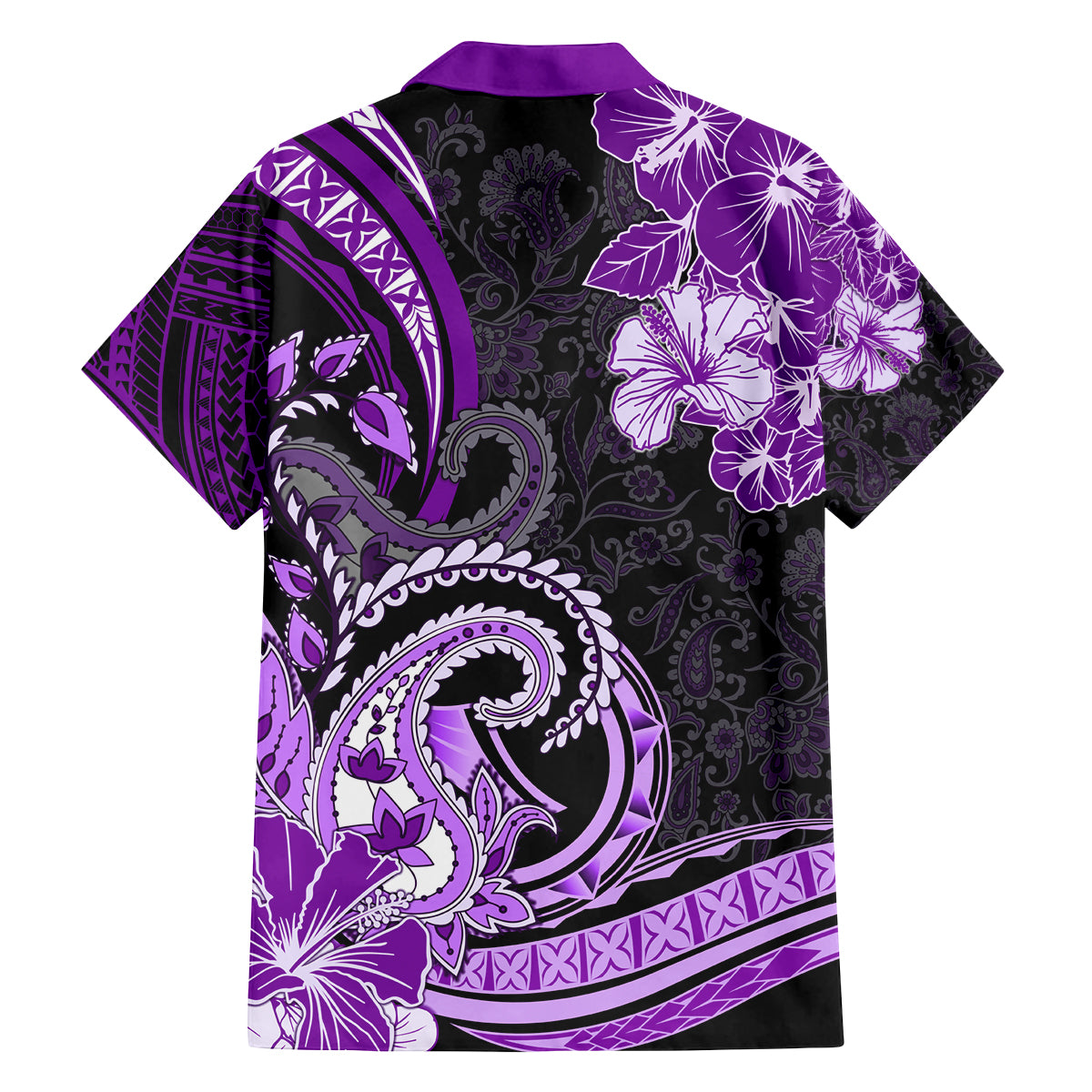 Polynesia Paisley Family Matching Off Shoulder Long Sleeve Dress and Hawaiian Shirt Mix Purple Polynesian Pattern LT05 - Polynesian Pride