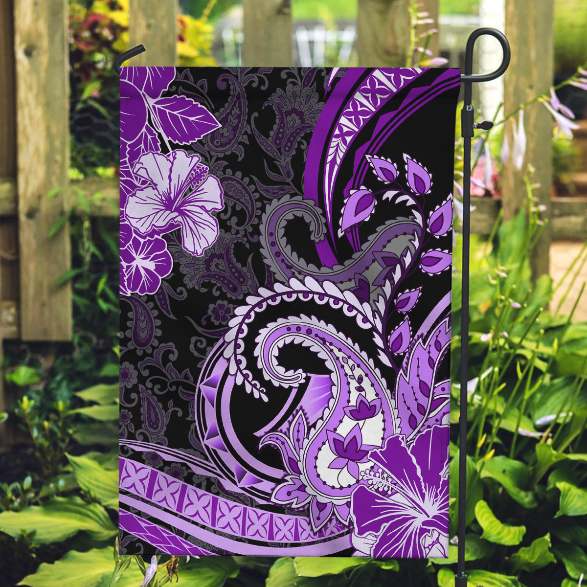 Polynesia Paisley Garden Flag Mix Purple Polynesian Pattern