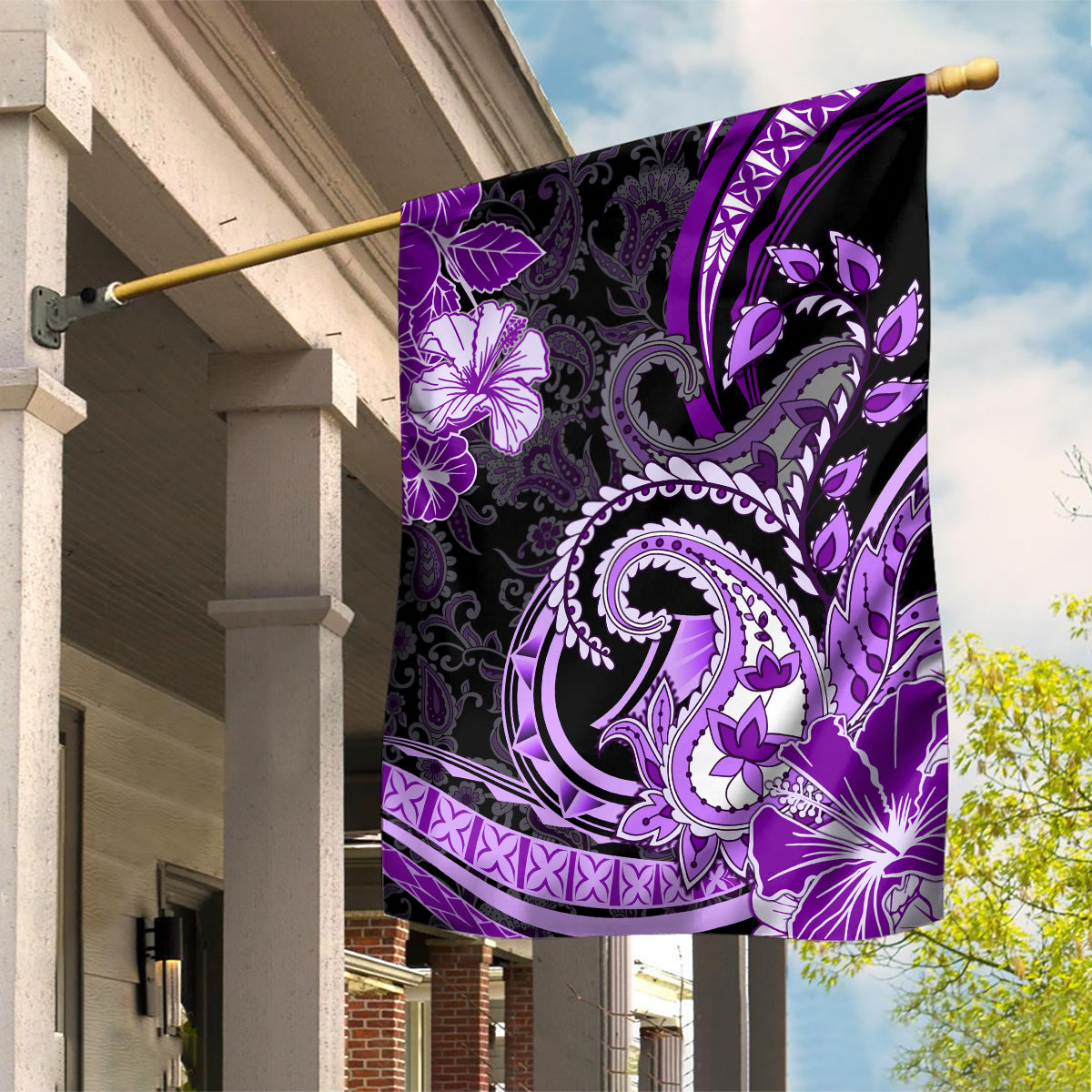 Polynesia Paisley Garden Flag Mix Purple Polynesian Pattern