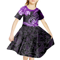 Polynesia Paisley Kid Short Sleeve Dress Mix Purple Polynesian Pattern LT05 - Polynesian Pride