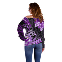 Polynesia Paisley Off Shoulder Sweater Mix Purple Polynesian Pattern LT05 - Polynesian Pride