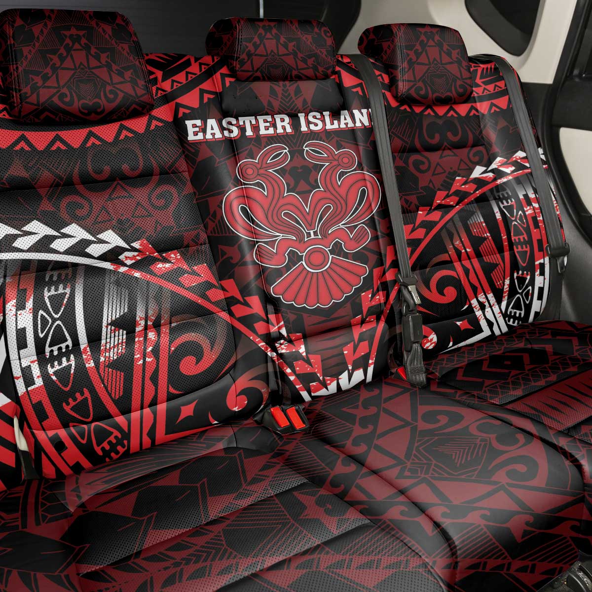 Easter Island Back Car Seat Cover Polynesian Pattern Emblem
