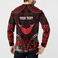 Personalised Easter Island Button Sweatshirt Polynesian Pattern Emblem