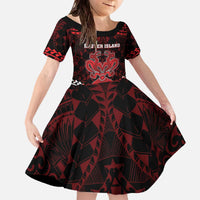 Personalised Easter Island Family Matching Off The Shoulder Long Sleeve Dress and Hawaiian Shirt Polynesian Pattern Emblem LT05 Daughter's Dress Black - Polynesian Pride
