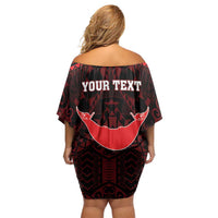 Personalised Easter Island Family Matching Off Shoulder Short Dress and Hawaiian Shirt Polynesian Pattern Emblem