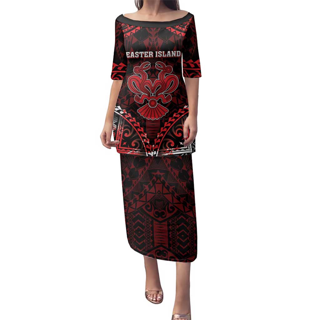 Personalised Easter Island Family Matching Puletasi and Hawaiian Shirt Polynesian Pattern Emblem