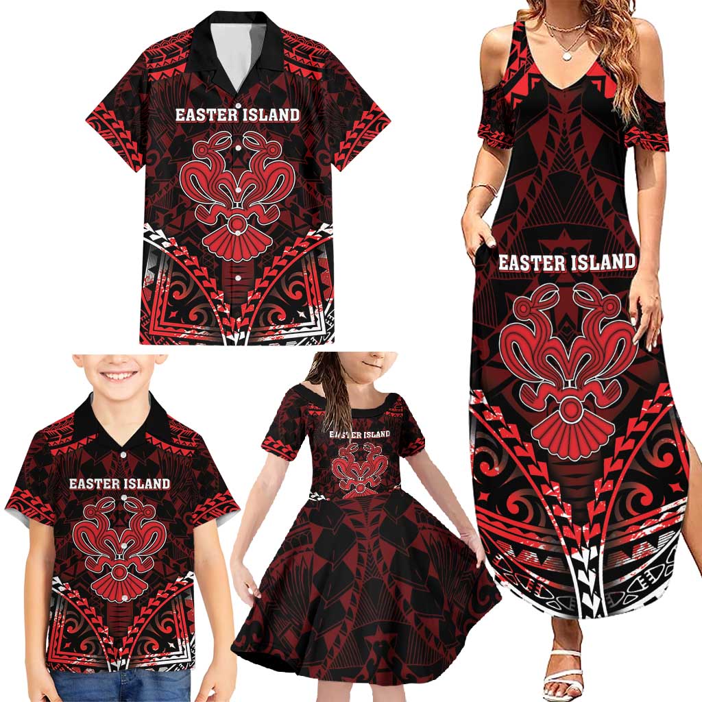 Personalised Easter Island Family Matching Summer Maxi Dress and Hawaiian Shirt Polynesian Pattern Emblem