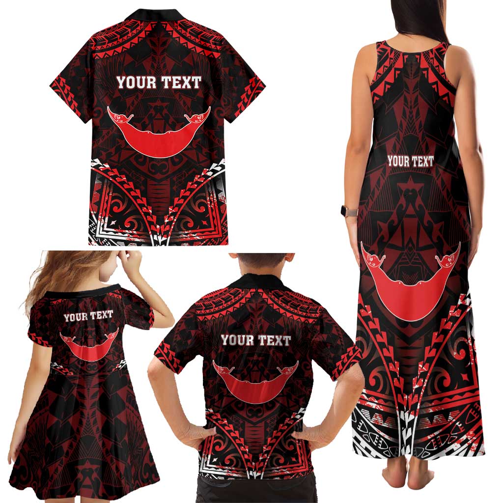 Personalised Easter Island Family Matching Tank Maxi Dress and Hawaiian Shirt Polynesian Pattern Emblem
