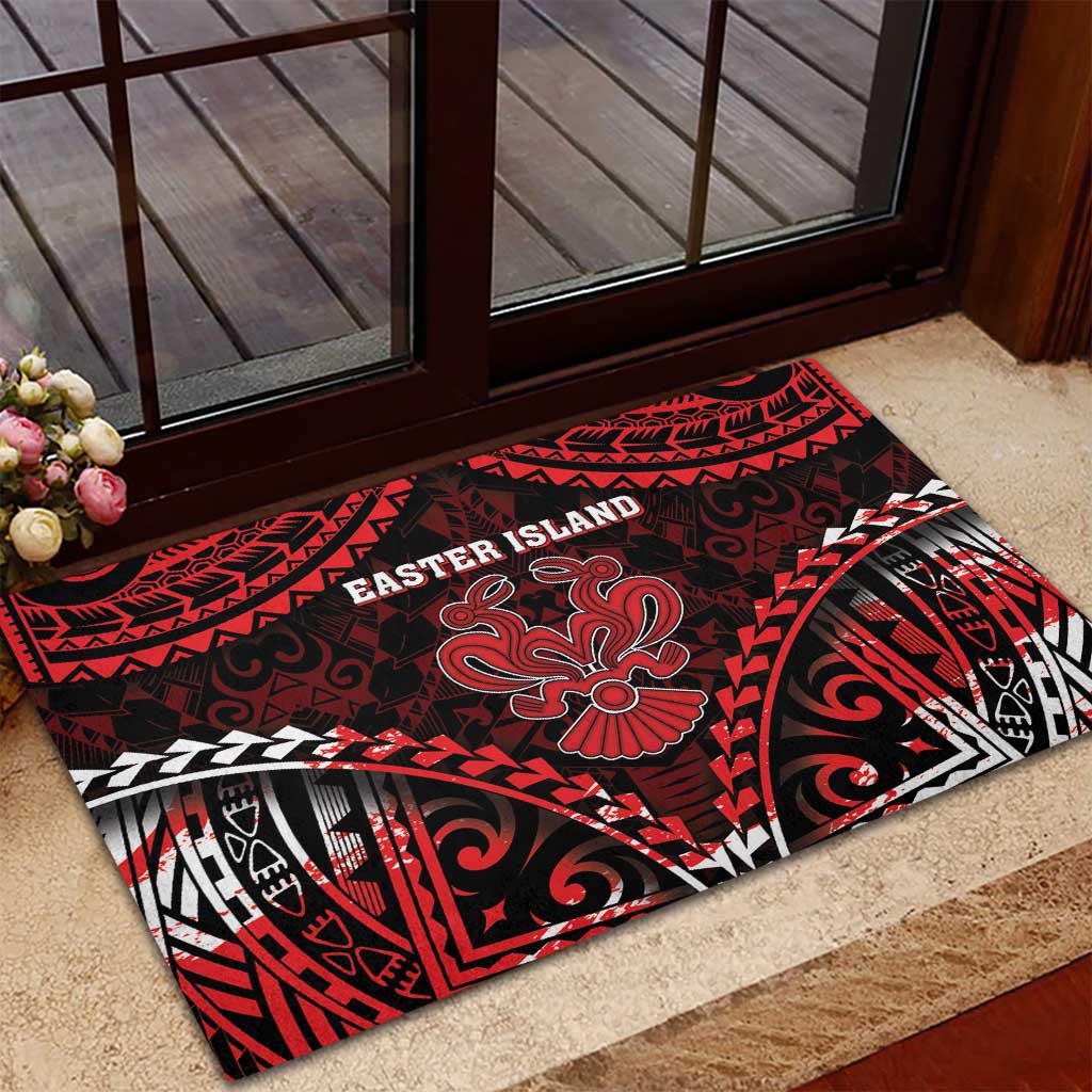 Easter Island Rubber Doormat Polynesian Pattern Emblem