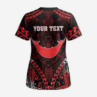 Personalised Easter Island Scrub Top Polynesian Pattern Emblem - Polynesian Pride