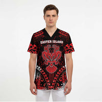 Personalised Easter Island Scrub Top Polynesian Pattern Emblem - Polynesian Pride