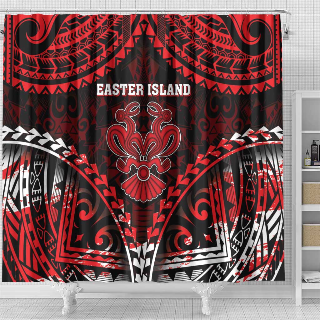 Easter Island Shower Curtain Polynesian Pattern Emblem