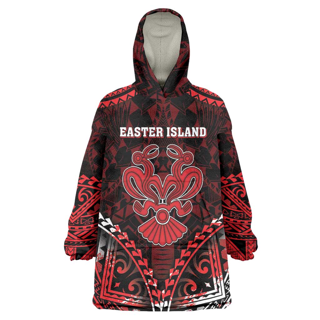 Personalised Easter Island Wearable Blanket Hoodie Polynesian Pattern Emblem