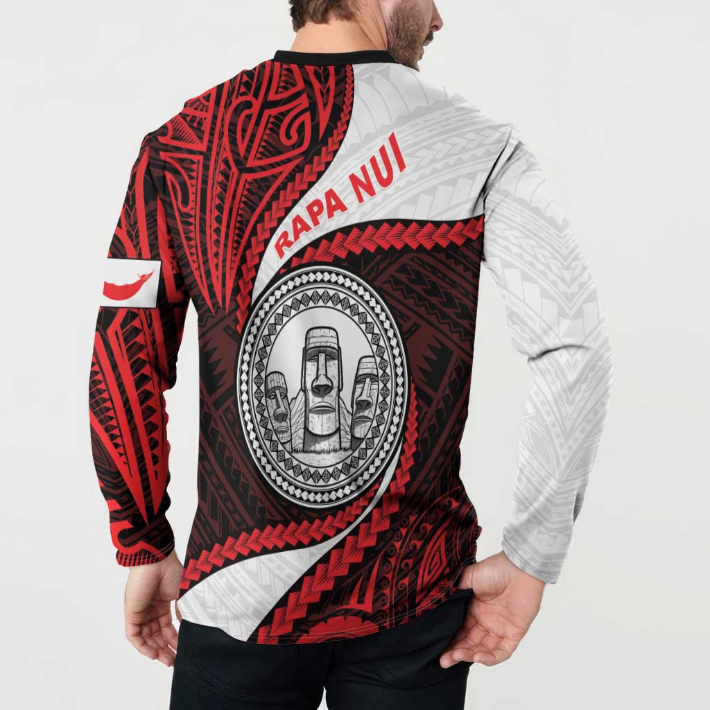 Easter Island Button Sweatshirt Moai Statues Polynesian Style