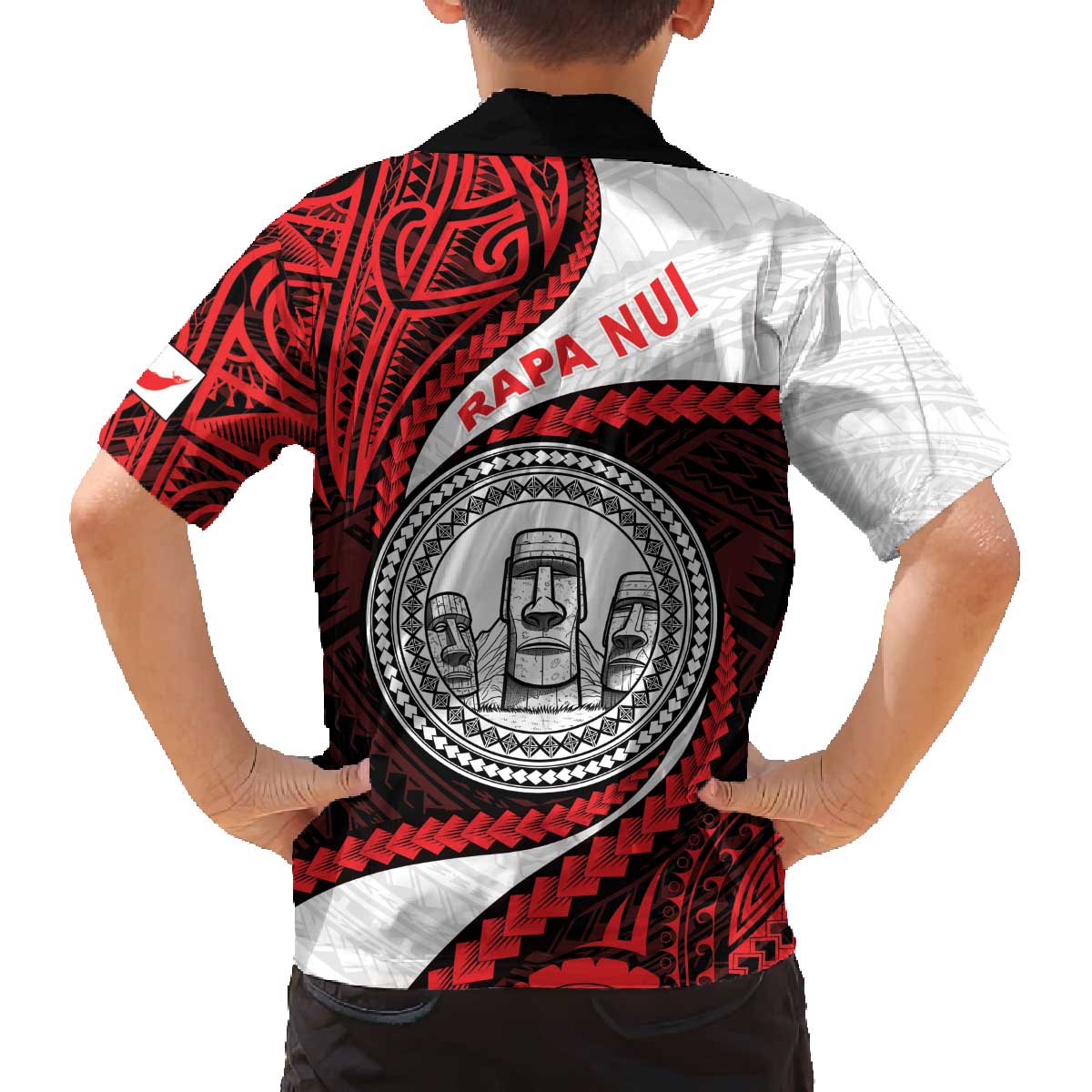 Easter Island Family Matching Off The Shoulder Long Sleeve Dress and Hawaiian Shirt Moai Statues Polynesian Style LT05 - Polynesian Pride