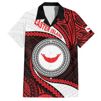 Easter Island Family Matching Off The Shoulder Long Sleeve Dress and Hawaiian Shirt Moai Statues Polynesian Style LT05 Dad's Shirt - Short Sleeve Red - Polynesian Pride