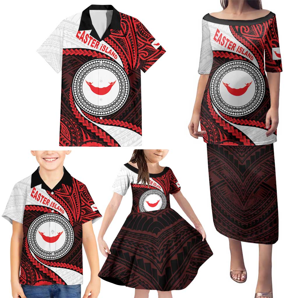 Easter Island Family Matching Puletasi and Hawaiian Shirt Moai Statues Polynesian Style LT05 - Polynesian Pride