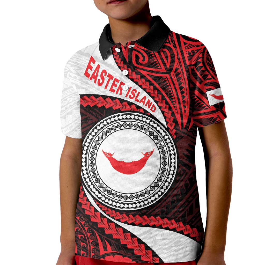 Easter Island Kid Polo Shirt Moai Statues Polynesian Style