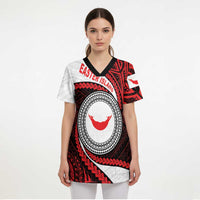 Easter Island Scrub Top Moai Statues Polynesian Style - Polynesian Pride