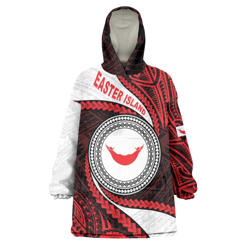 Easter Island Wearable Blanket Hoodie Moai Statues Polynesian Style