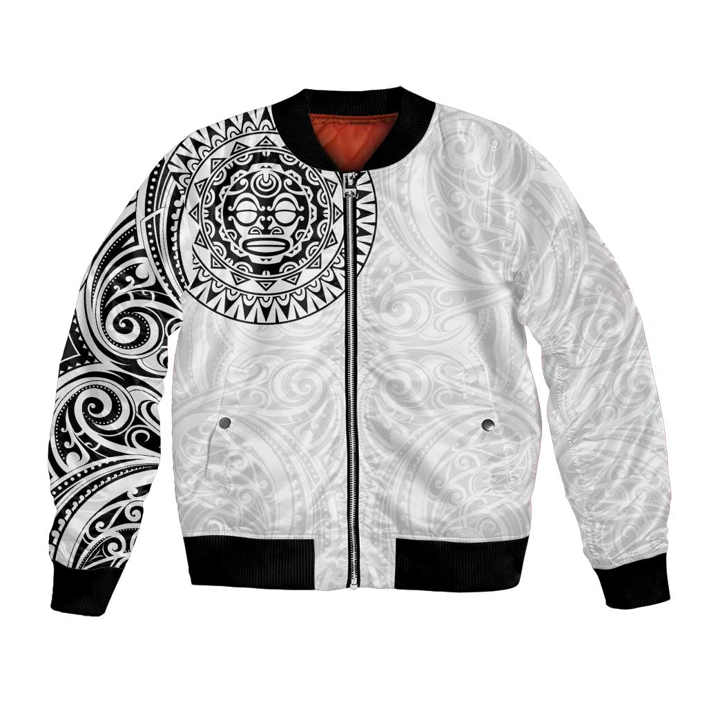 New Zealand Aotearoa Bomber Jacket Maori Te Mata O Rongokako LT05 Unisex White - Polynesian Pride