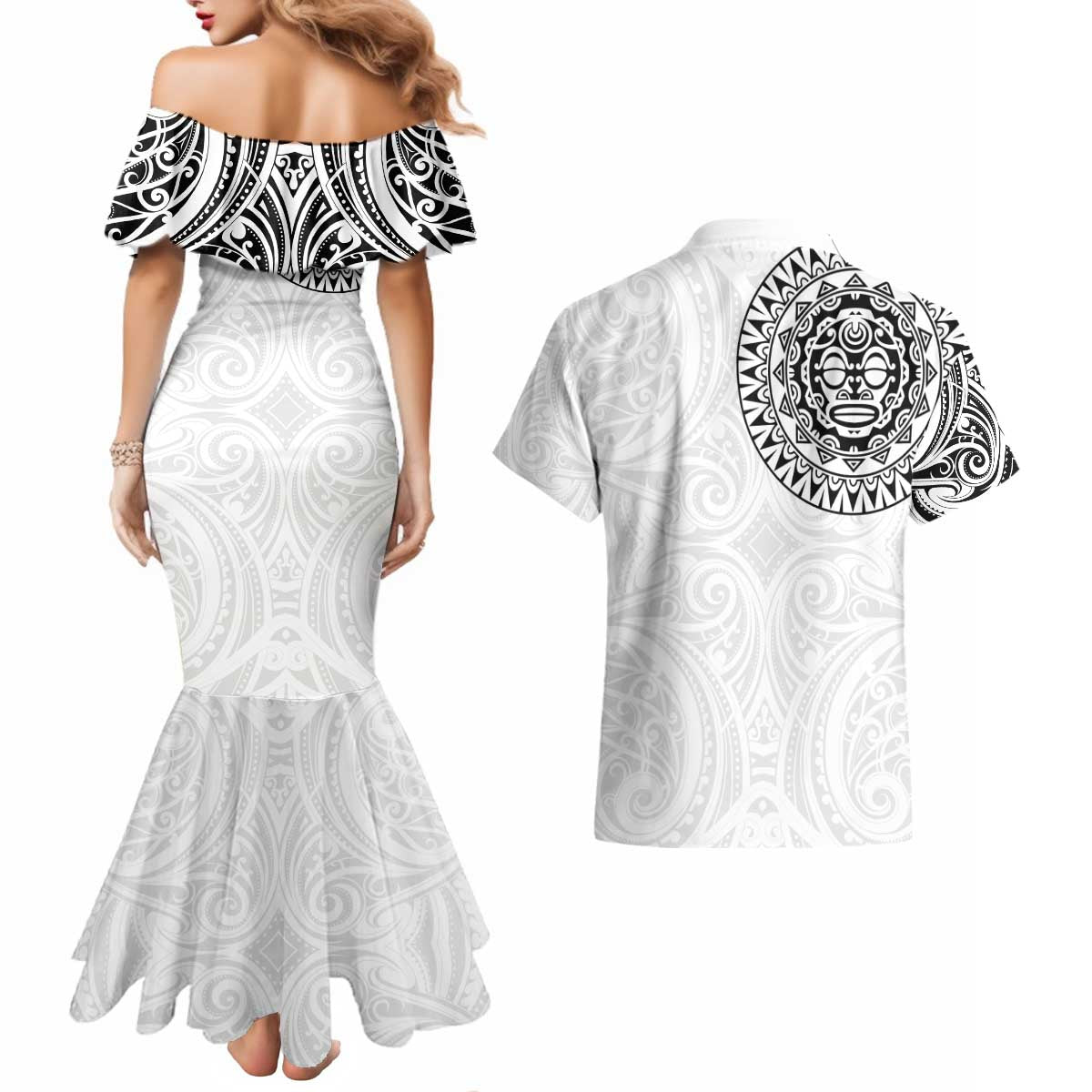 New Zealand Aotearoa Couples Matching Mermaid Dress and Hawaiian Shirt Maori Te Mata O Rongokako LT05 - Polynesian Pride