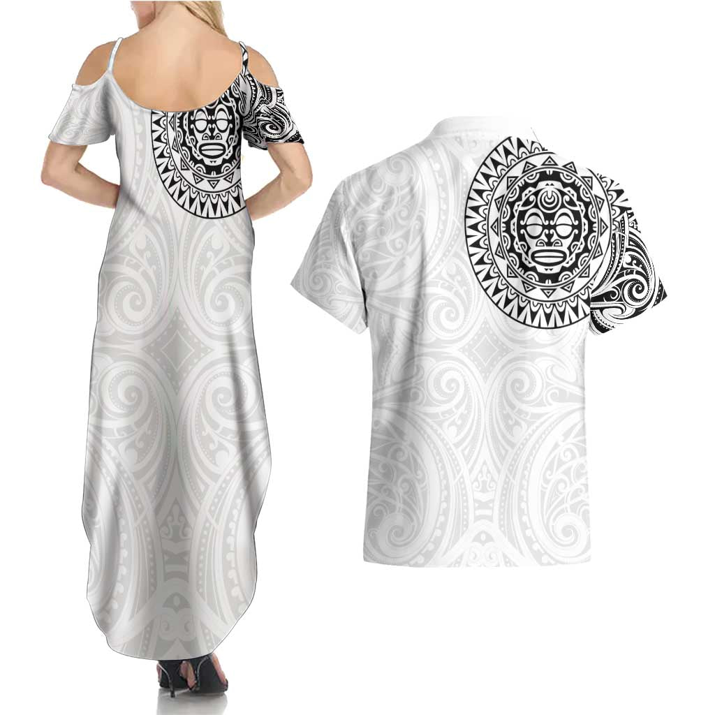 New Zealand Aotearoa Couples Matching Summer Maxi Dress and Hawaiian Shirt Maori Te Mata O Rongokako LT05 - Polynesian Pride