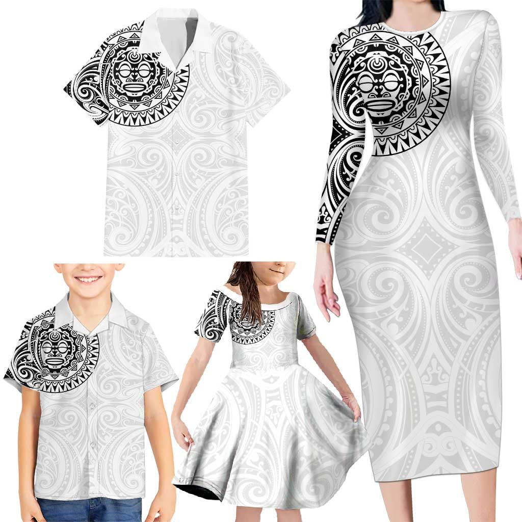 New Zealand Aotearoa Family Matching Long Sleeve Bodycon Dress and Hawaiian Shirt Maori Te Mata O Rongokako LT05 - Polynesian Pride
