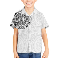 New Zealand Aotearoa Family Matching Long Sleeve Bodycon Dress and Hawaiian Shirt Maori Te Mata O Rongokako LT05 Son's Shirt White - Polynesian Pride