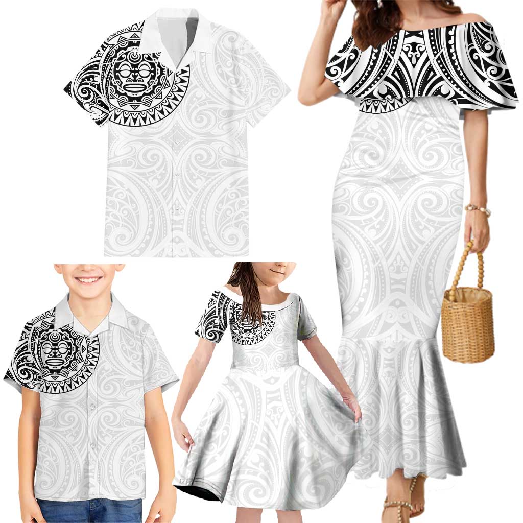New Zealand Aotearoa Family Matching Mermaid Dress and Hawaiian Shirt Maori Te Mata O Rongokako LT05 - Polynesian Pride