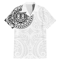 New Zealand Aotearoa Family Matching Mermaid Dress and Hawaiian Shirt Maori Te Mata O Rongokako LT05 Dad's Shirt - Short Sleeve White - Polynesian Pride