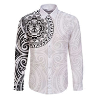 New Zealand Aotearoa Family Matching Mermaid Dress and Hawaiian Shirt Maori Te Mata O Rongokako LT05 Dad's Shirt - Long Sleeve White - Polynesian Pride