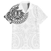 New Zealand Aotearoa Family Matching Off The Shoulder Long Sleeve Dress and Hawaiian Shirt Maori Te Mata O Rongokako LT05 Dad's Shirt - Short Sleeve White - Polynesian Pride