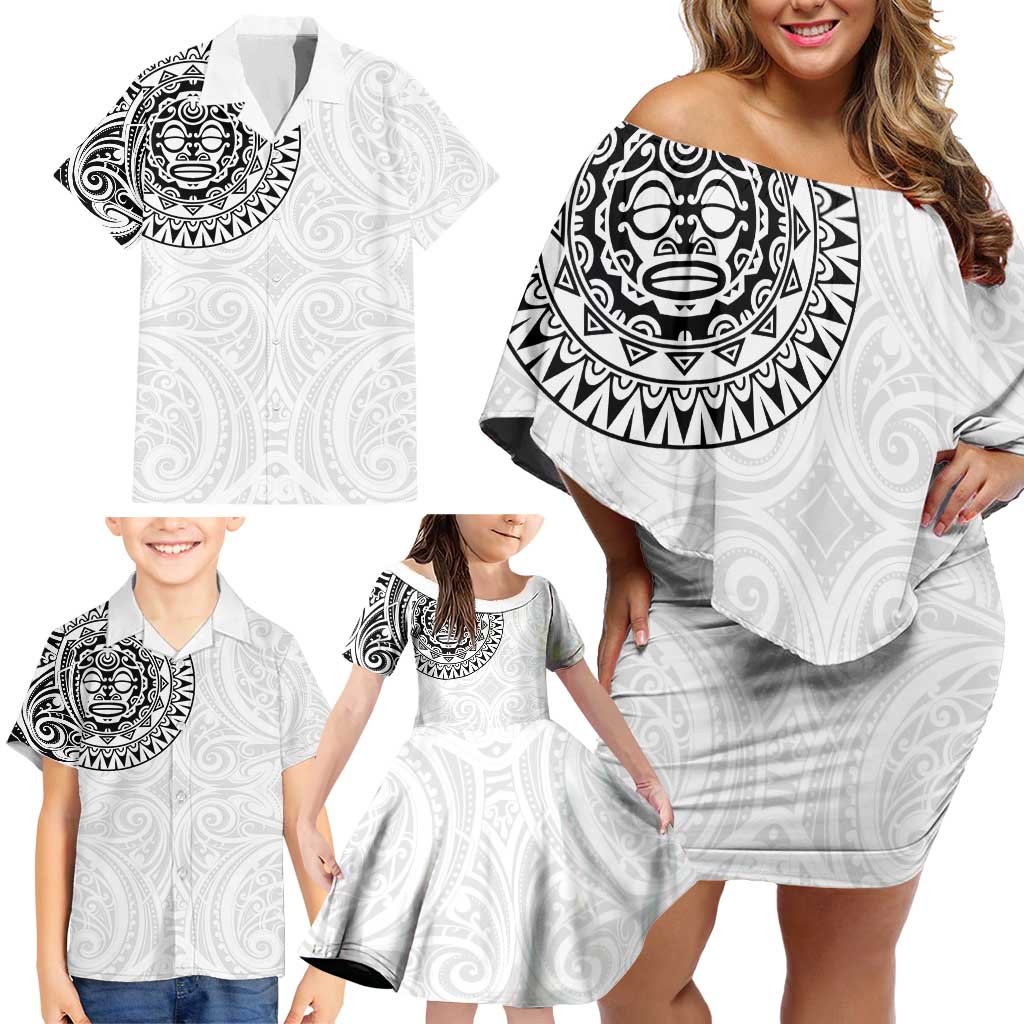 New Zealand Aotearoa Family Matching Off Shoulder Short Dress and Hawaiian Shirt Maori Te Mata O Rongokako