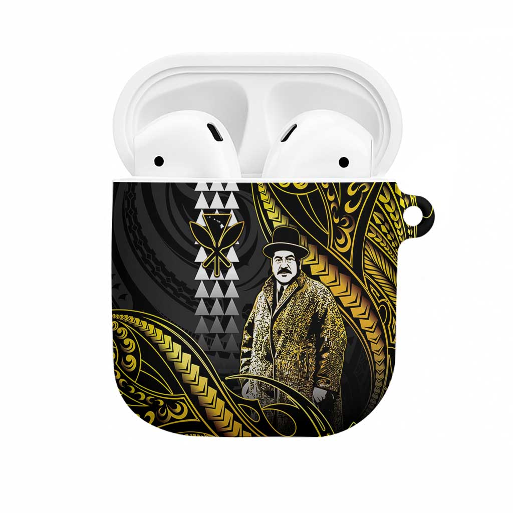 Hawaii Kuhio The Citizen Prince AirPods Case Gold Polynesian Tribal Tattoo