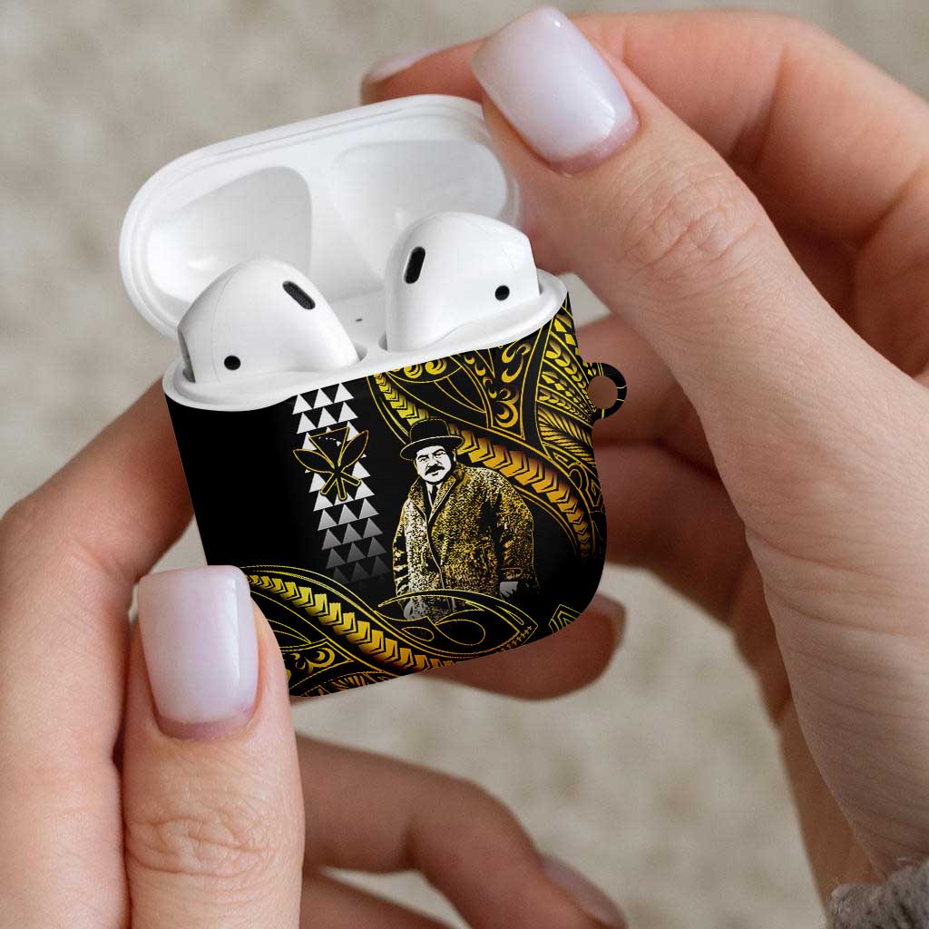 Hawaii Kuhio The Citizen Prince AirPods Case Gold Polynesian Tribal Tattoo