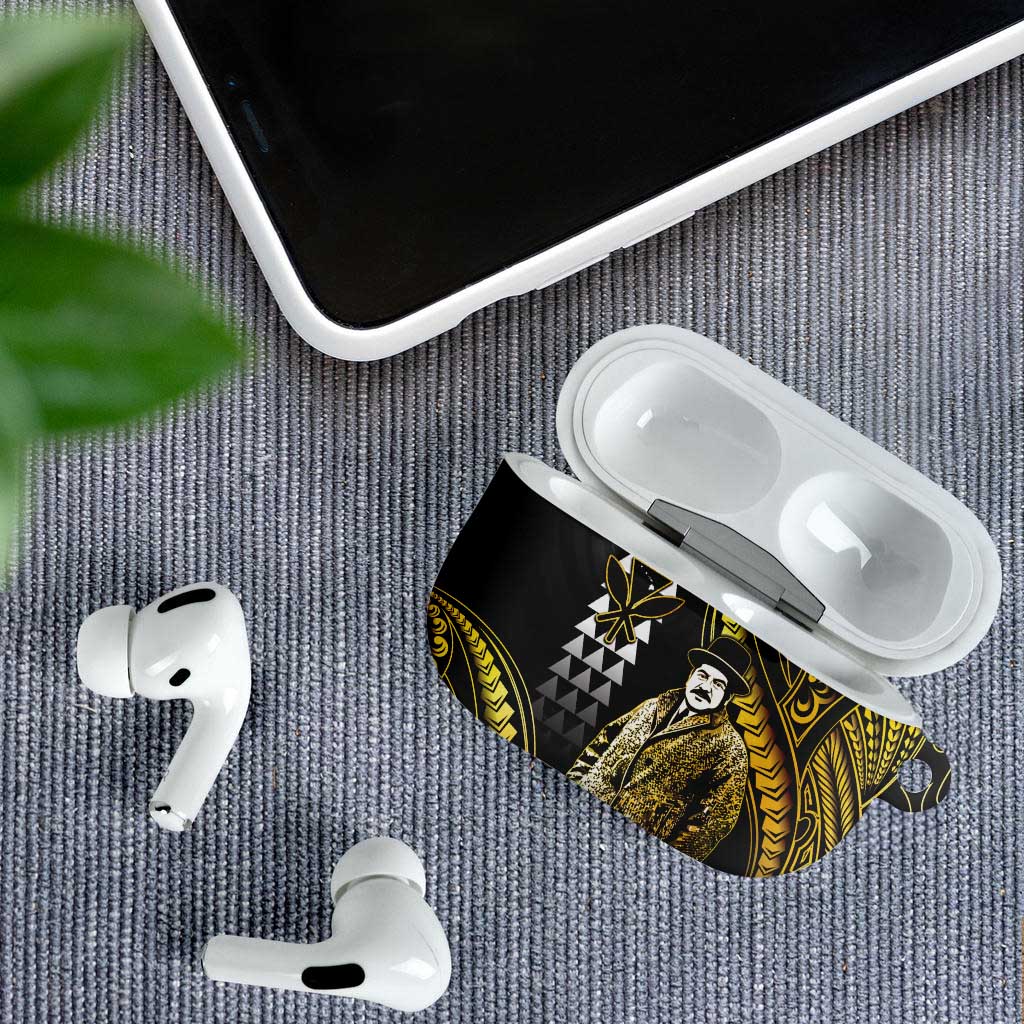 Hawaii Kuhio The Citizen Prince AirPods Case Gold Polynesian Tribal Tattoo