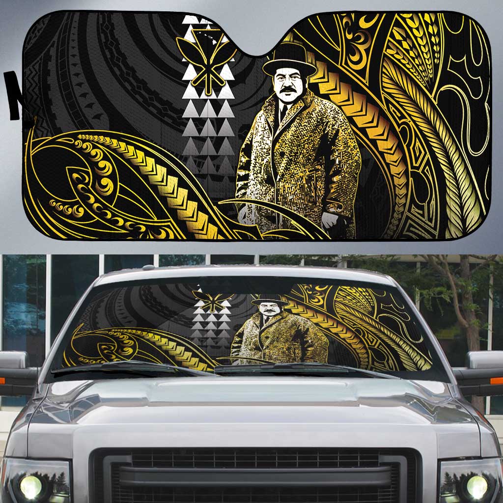 Hawaii Kuhio The Citizen Prince Auto Sun Shade Gold Polynesian Tribal Tattoo