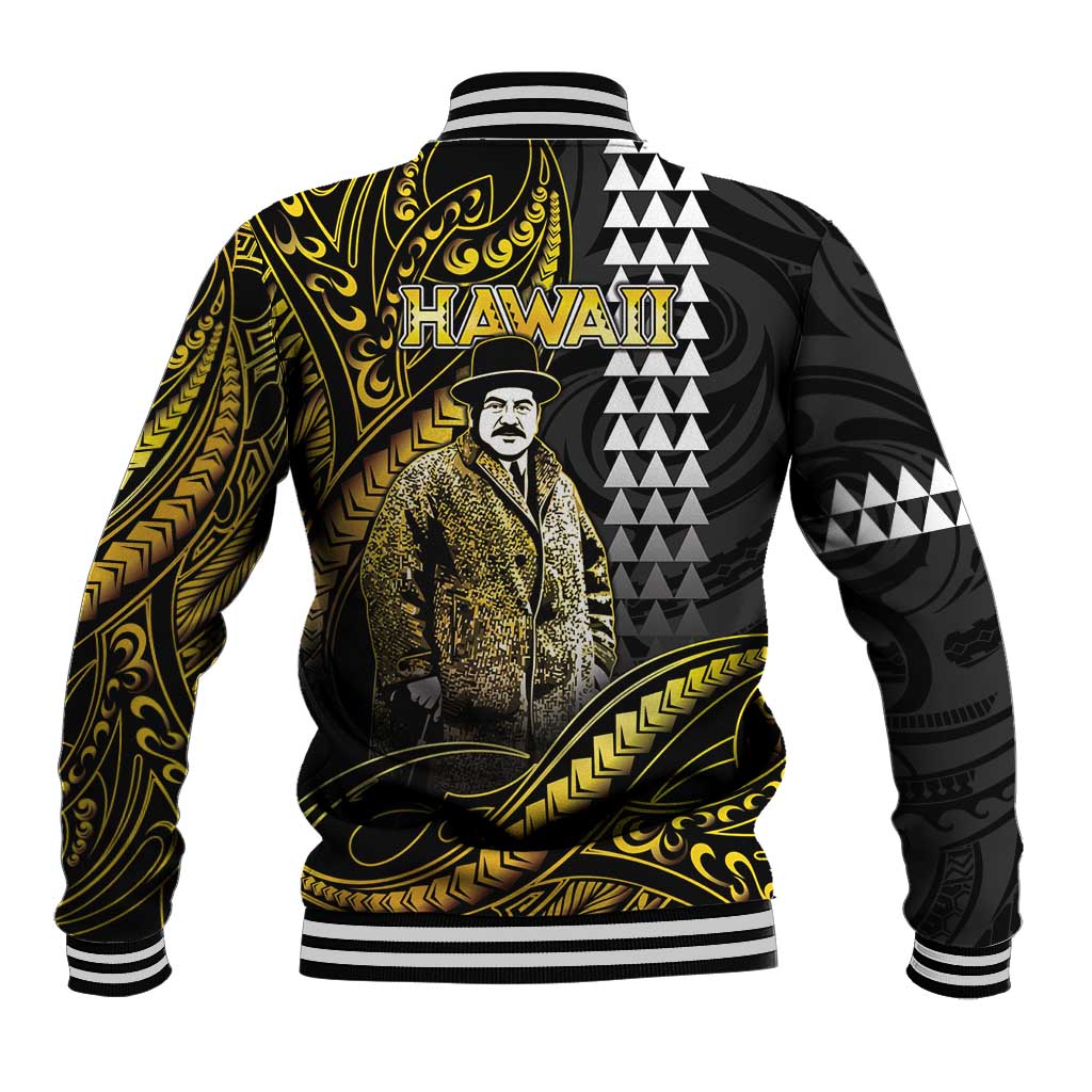 Hawaii Kuhio The Citizen Prince Baseball Jacket Gold Polynesian Tribal Tattoo