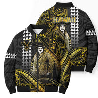 Hawaii Kuhio The Citizen Prince Bomber Puffer Jacket Gold Polynesian Tribal Tattoo