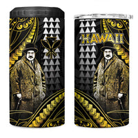 Hawaii Kuhio The Citizen Prince 4 in 1 Can Cooler Tumbler Gold Polynesian Tribal Tattoo