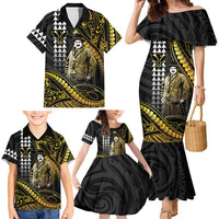 Hawaii Kuhio The Citizen Prince Family Matching Mermaid Dress and Hawaiian Shirt Gold Polynesian Tribal Tattoo LT05 - Polynesian Pride
