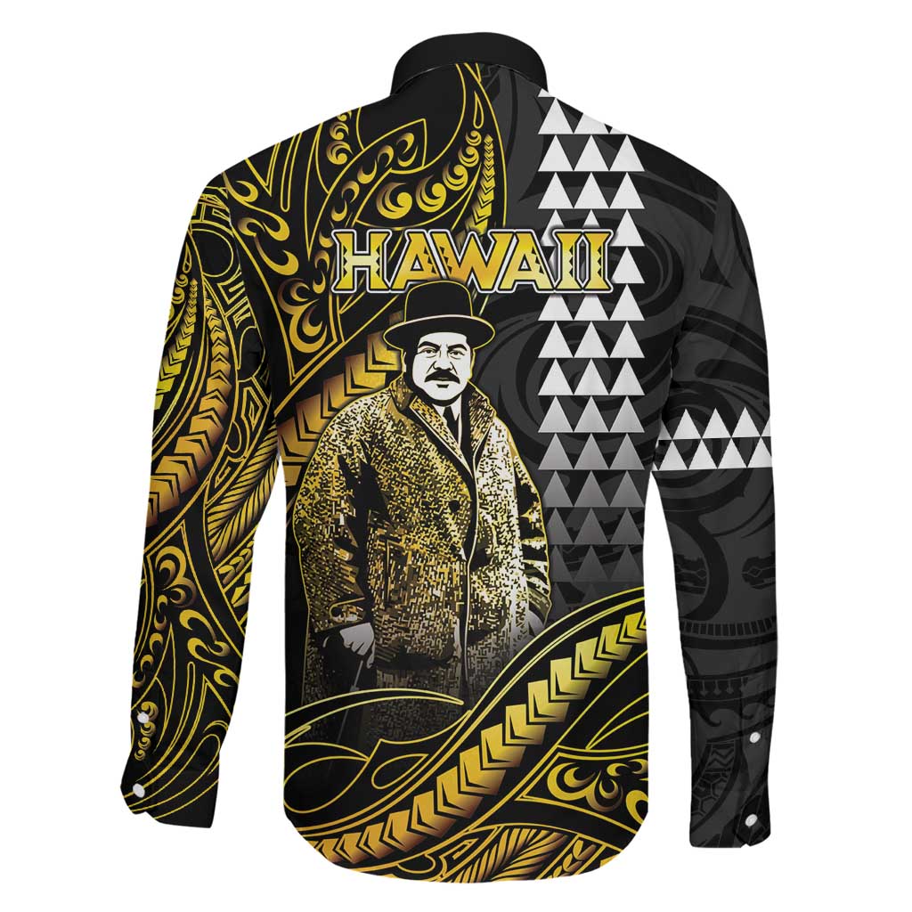 Hawaii Kuhio The Citizen Prince Family Matching Off Shoulder Maxi Dress and Hawaiian Shirt Gold Polynesian Tribal Tattoo LT05 - Polynesian Pride