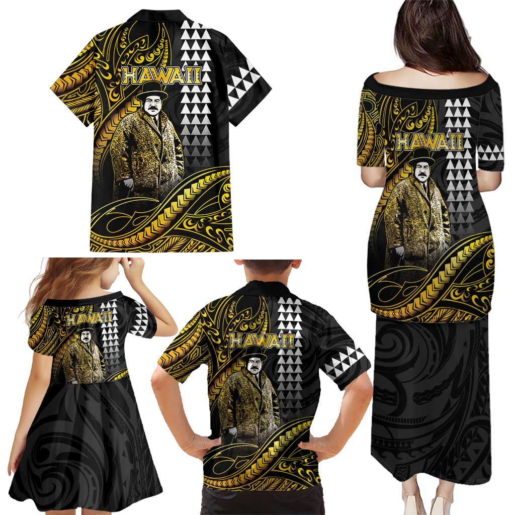 Hawaii Kuhio The Citizen Prince Family Matching Puletasi and Hawaiian Shirt Gold Polynesian Tribal Tattoo LT05 - Polynesian Pride