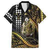 Hawaii Kuhio The Citizen Prince Family Matching Short Sleeve Bodycon Dress and Hawaiian Shirt Gold Polynesian Tribal Tattoo LT05 Dad's Shirt - Short Sleeve Gold - Polynesian Pride